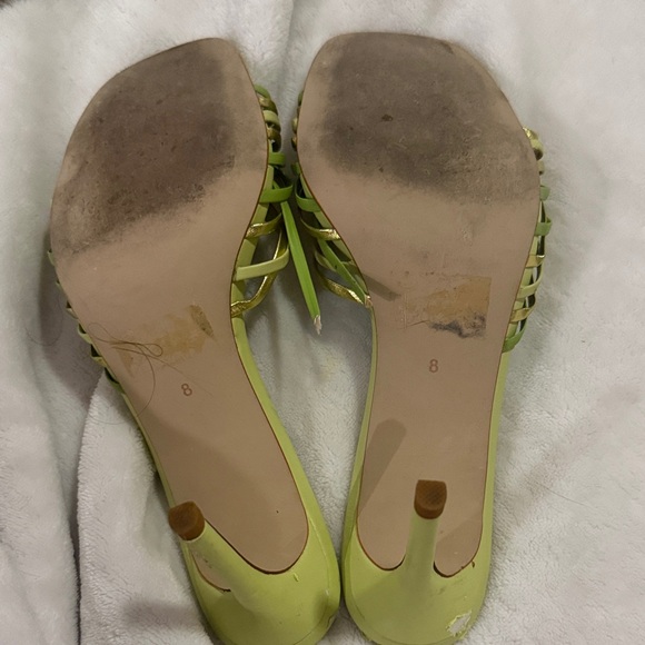 Jeffrey Campbell Lime Green Knotted Strappy Slide Heels - Picture 5 of 5